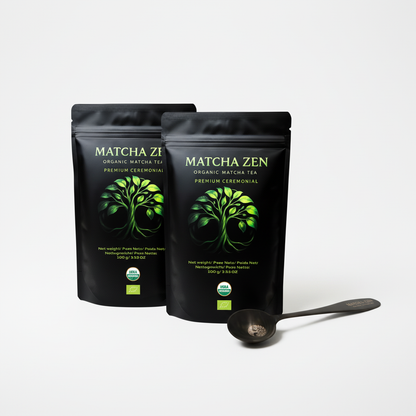 Pack de dos bolsas de té matcha ceremonial 100g con cuchara medidora Matcha Zen