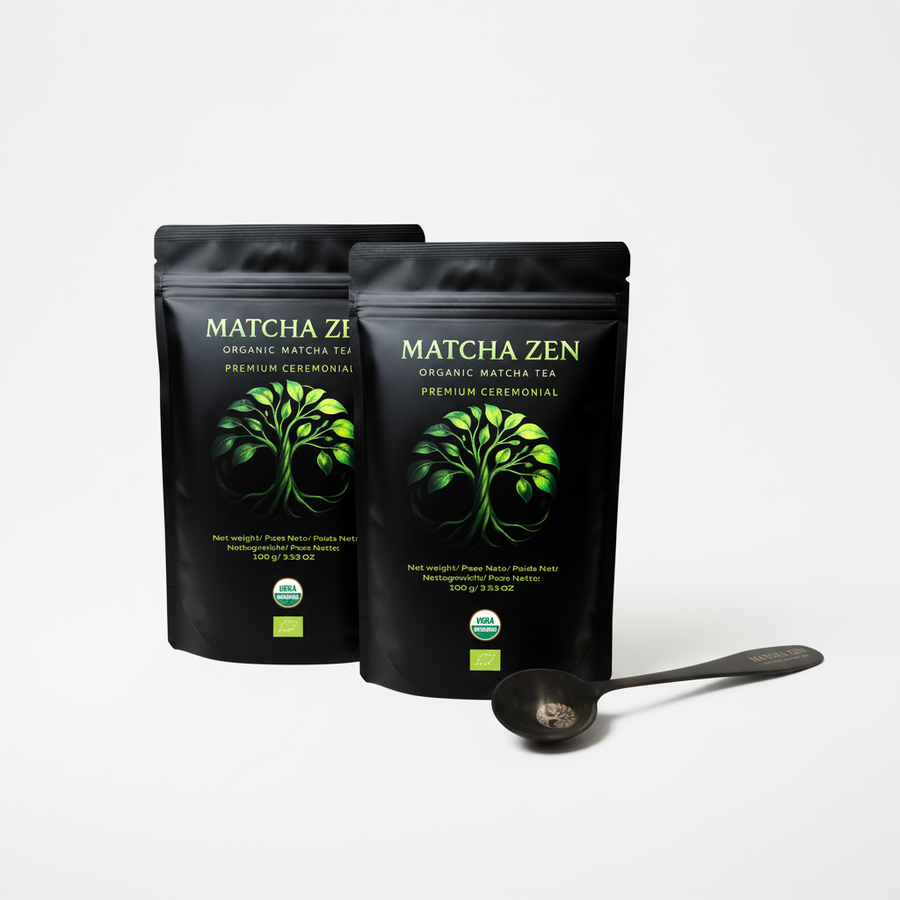 Pack de dos bolsas de té matcha ceremonial 100g con cuchara medidora Matcha Zen